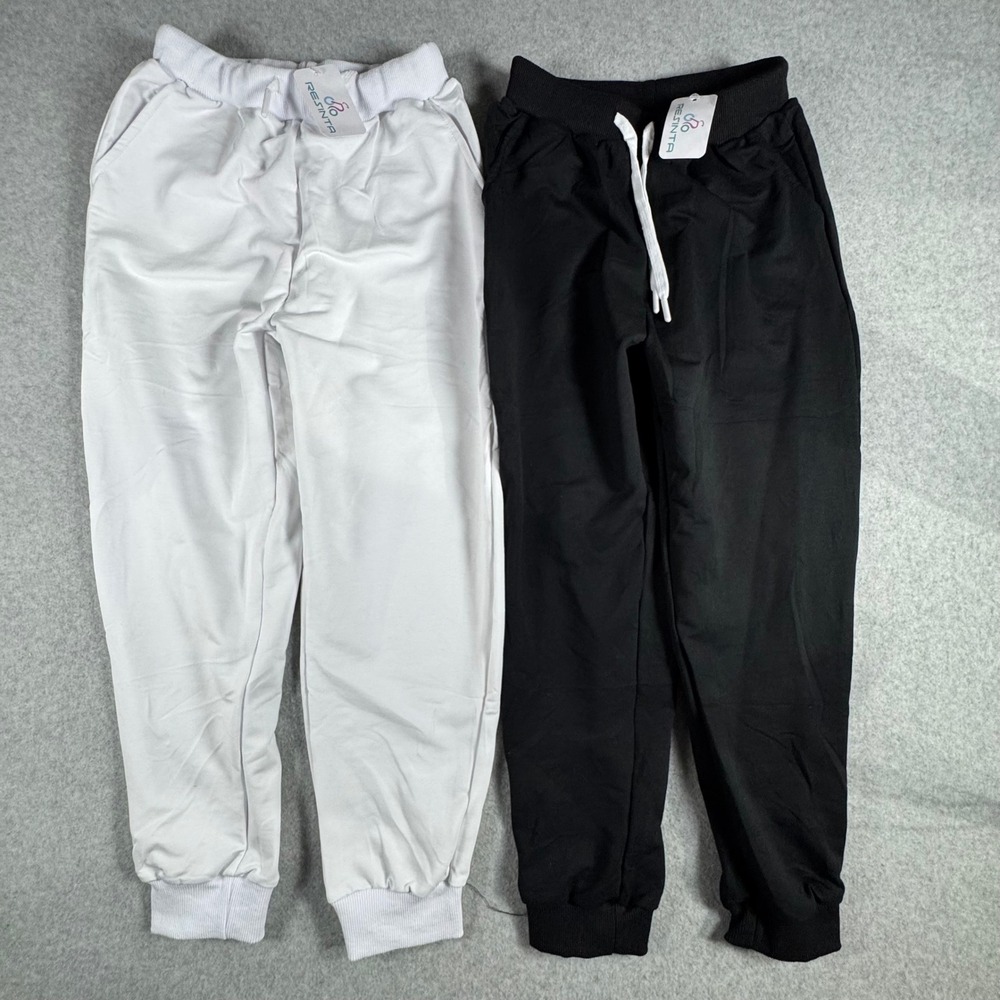 Resinta Sweatpants Kids 9-10Y Black White 2 Pack NWT Joggers Cotton Blend Active